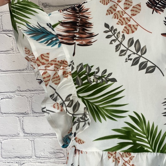 Shein Babydoll Peplum Palm Print Top size 2XL - Picture 2 of 8